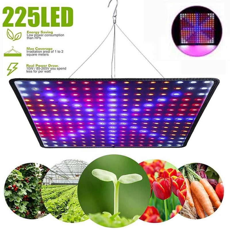 لوحة إضاءة LED بقدرة 8500 واط، 225 مصباح LED كامل الطيف للنباتات الداخلية لزهرة الخضار، تغطية عالية الكفاءة تصل إلى 32.5 قدم مربع، مع شماعة ومؤقت - Image 3