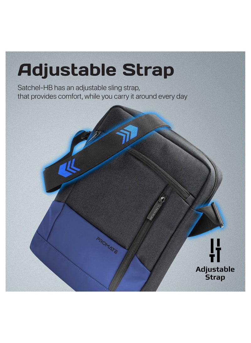 PROMATE Shoulder Bag, Sleek Stylish 13-Inch Tablet And Laptop Hand Bag With Secure Zipper, Water-Resistance, Lightweight Design, Front Storage Pocket For Macbook Air, Ipad Air, Dell Xps 13, Satchel-Hb Blue - Image 5