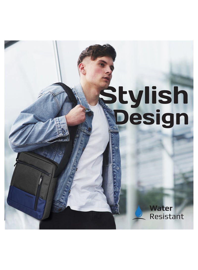 PROMATE Shoulder Bag, Sleek Stylish 13-Inch Tablet And Laptop Hand Bag With Secure Zipper, Water-Resistance, Lightweight Design, Front Storage Pocket For Macbook Air, Ipad Air, Dell Xps 13, Satchel-Hb Blue - Image 2