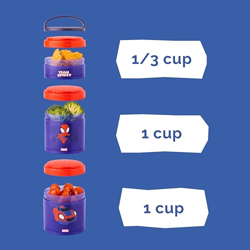 Whiskware Spider-Man Team Spidey Stackable Snack Containers for Babies, Kids, and Toddlers, 3 Stackable Snack Cups for School or Travel, Cupholder Friendly, Peter Parker - Image 4