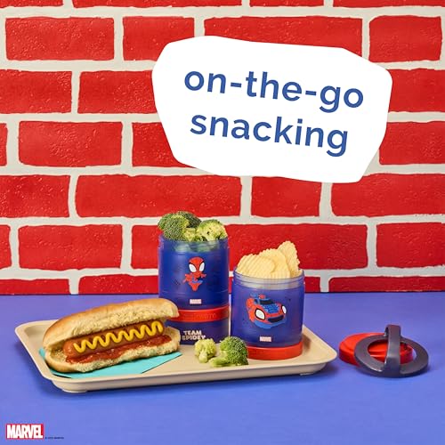 Whiskware Spider-Man Team Spidey Stackable Snack Containers for Babies, Kids, and Toddlers, 3 Stackable Snack Cups for School or Travel, Cupholder Friendly, Peter Parker - Image 5