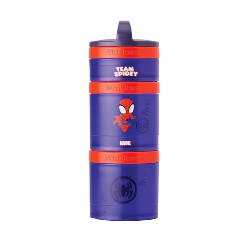 Whiskware Spider-Man Team Spidey Stackable Snack Containers for Babies, Kids, and Toddlers, 3 Stackable Snack Cups for School or Travel, Cupholder Friendly, Peter Parker - Image 1