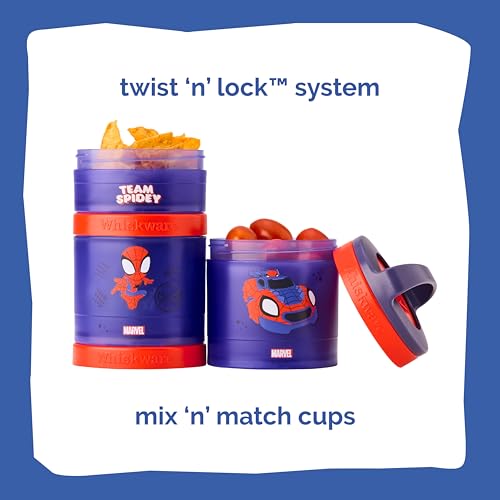 Whiskware Spider-Man Team Spidey Stackable Snack Containers for Babies, Kids, and Toddlers, 3 Stackable Snack Cups for School or Travel, Cupholder Friendly, Peter Parker - Image 3