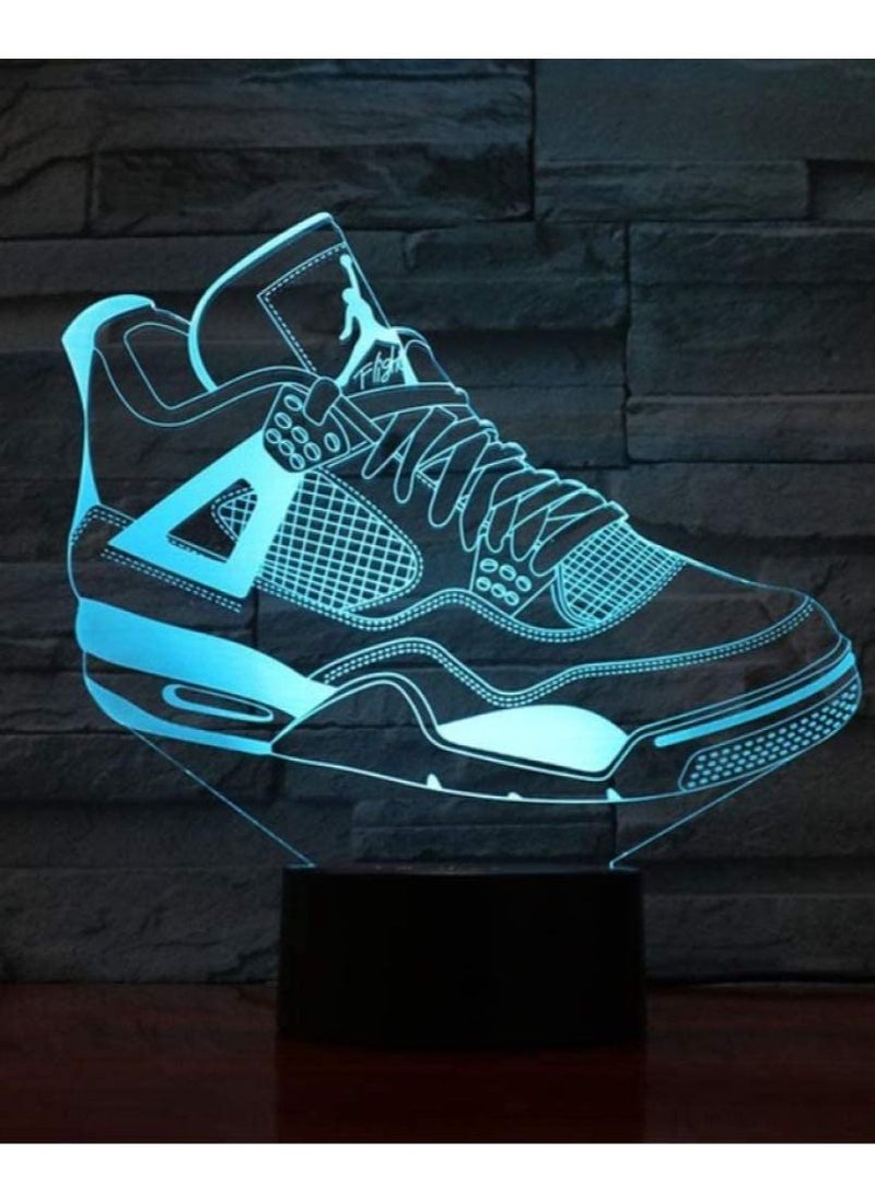 althiqahkey Multicolor 3D LED illusion Lamp Basketball Shoes USB Night Light Boys Child Kids Fans Birthday Gifts Multicolor RGB Desk Lamp Bedroom Neon - Image 1