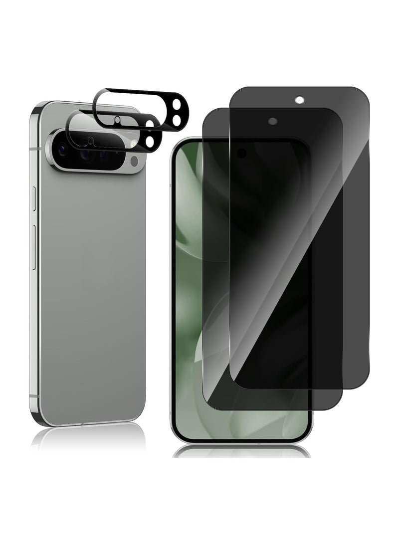 general [2+2-piece set] Privacy screen protector compatible with Google Pixel 10 Pro XL 5G, featuring camera lens protection, full-coverage 9H tempered glass film, ultra-clear, scratch-resistant, bubble-free. - Image 1
