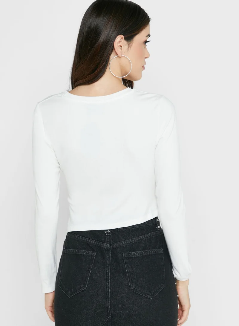 Ginger Solid Asymmetrical Hem T-Shirt