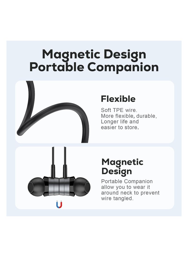 Captaintech Metallic USB-C Headphones with Microphone, Magnetic Wired Earbuds featuring Volume Control and Noise Isolation for Samsung Galaxy, iPad, Pixel - Grey and Black. - Image 2