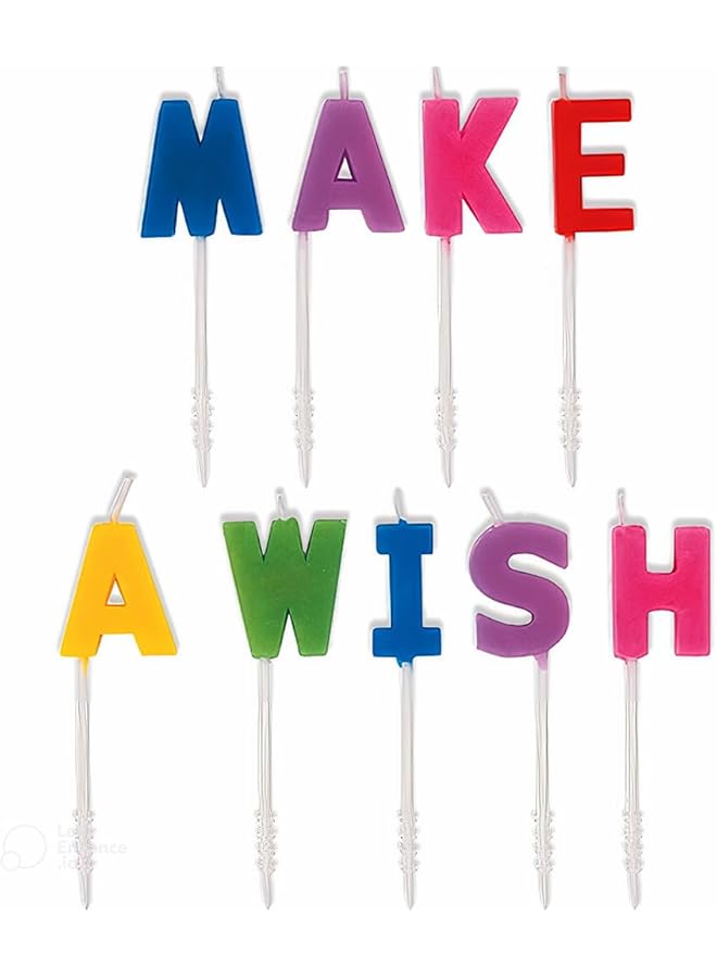 The Bros 19977 Party 19977-Rainbow Make A Wish Letter Pick Birthday Candles, Set Of 9, Multi