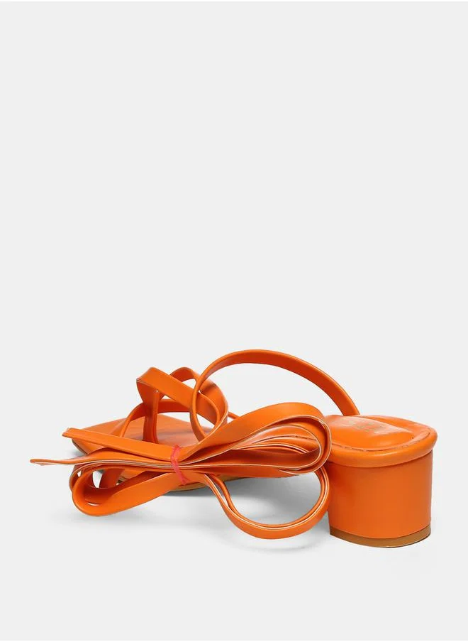 GNIST Tie Up Strappy Block Heel Sandals by Styli