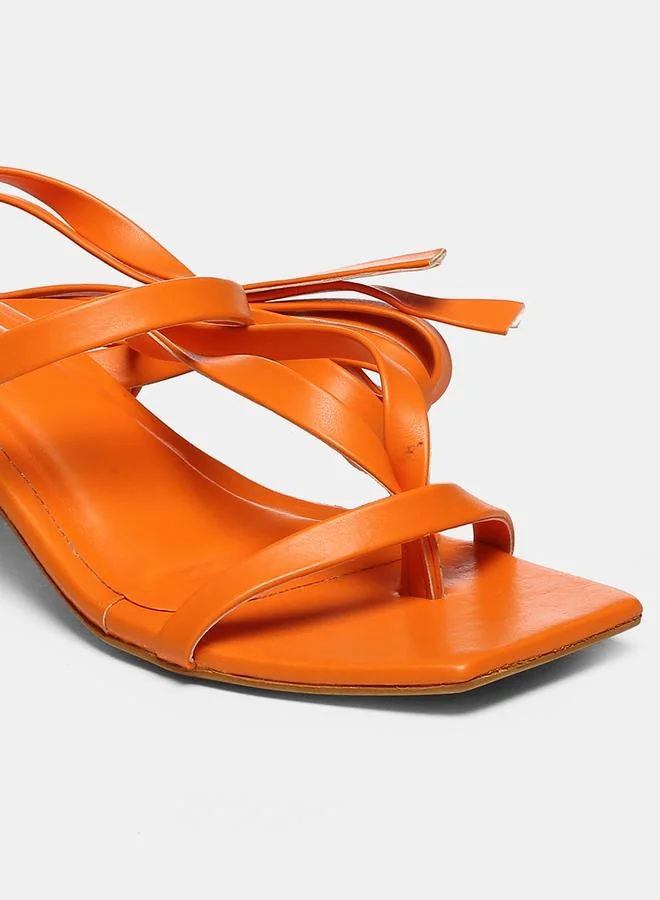جنيست GNIST Tie Up Strappy Block Heel Sandals