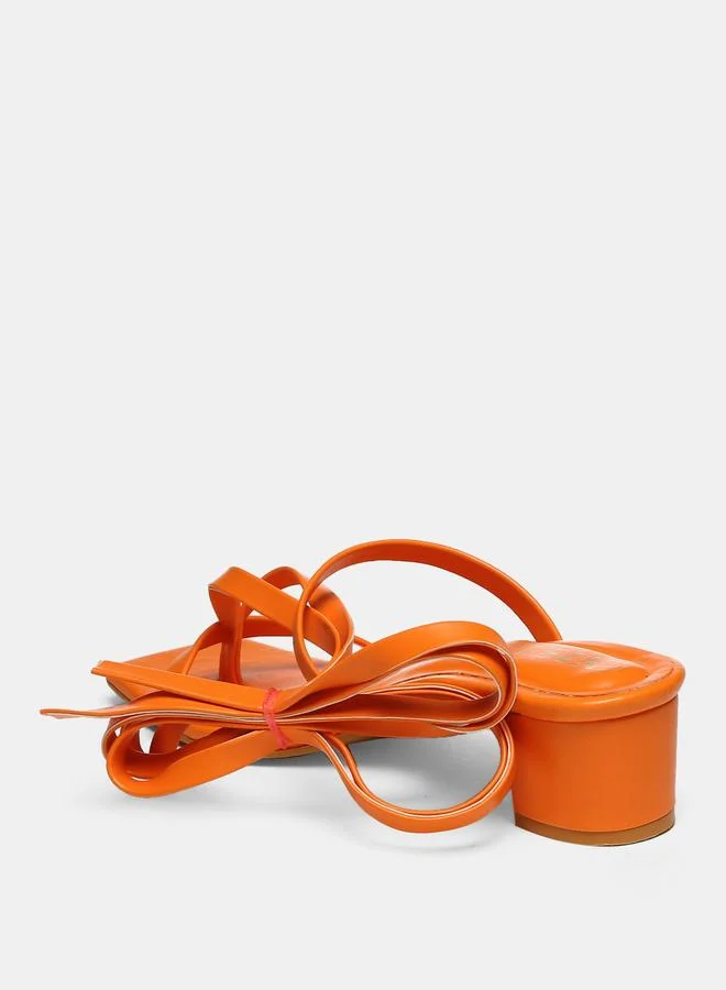 جنيست GNIST Tie Up Strappy Block Heel Sandals