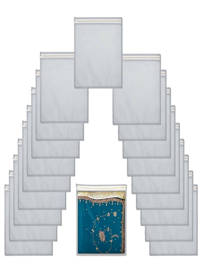 Lify transparent Saree Covers/Saree Bags/Storage Bags/Clothes Covers with Zip Lock Combo (Suitable for Single Saree Pack)- Black, Grey & Golden Color (Light Grey 20 Pcs) - Image 1