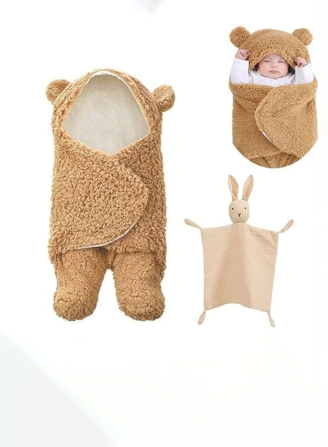 MIXDE Baby Swaddle Blanket with Lovey Towel Boys Girls Cute Cashmere Blanket Ultra-Soft Swaddling Wrap Newborn Sleeping Wraps for Infants 0-6 Months Baby Boy and Girl Shower Gift - Image 1