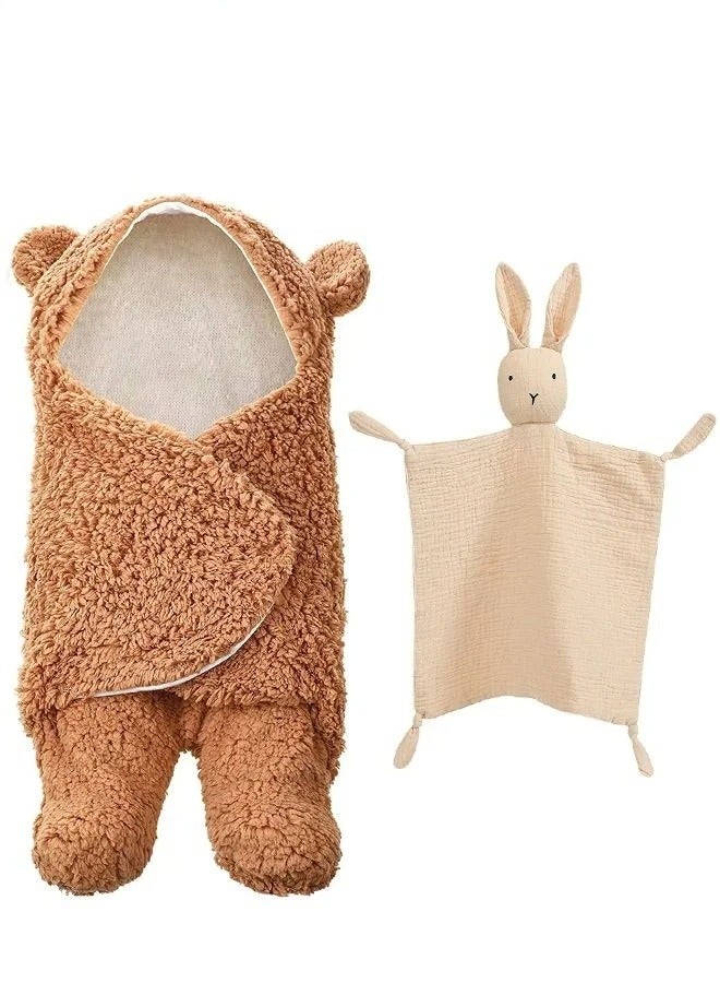 MIXDE Baby Swaddle Blanket with Lovey Towel Boys Girls Cute Cashmere Blanket Ultra-Soft Swaddling Wrap Newborn Sleeping Wraps for Infants 0-6 Months Baby Boy and Girl Shower Gift - Image 2