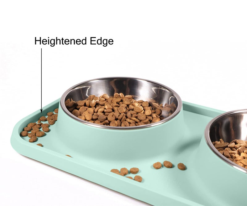 L.D.Dog Cat Food Bowls, Cat Bowls Non-Skid and Non-Spill Silicone Pads with PP Stand, Removable Stainless Steel Food and Water Dishes for Cats, Small Size Dogs - Image 2