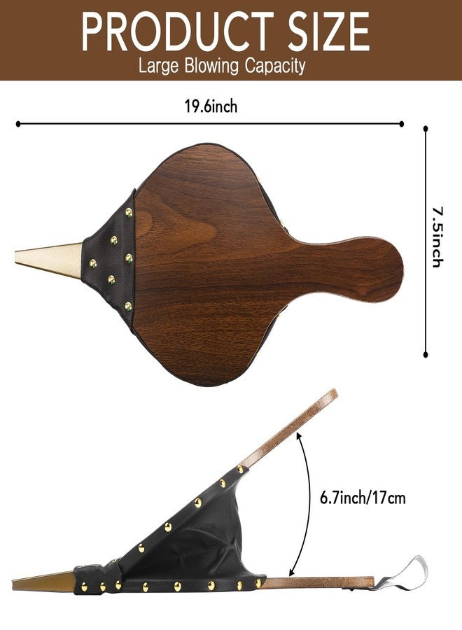 Threlaco 3 Pcs Wood Fireplace Bellows 17" x 7.5" Cooking Fan Air Blower with Cast Nozzle Hanging Loop Dust Removal Bellows for Fire Pit Indoor Outdoor Camping BBQ Grill Chimney Tool Accessories - Image 2