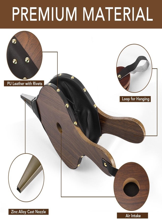 Threlaco 3 Pcs Wood Fireplace Bellows 17" x 7.5" Cooking Fan Air Blower with Cast Nozzle Hanging Loop Dust Removal Bellows for Fire Pit Indoor Outdoor Camping BBQ Grill Chimney Tool Accessories - Image 3