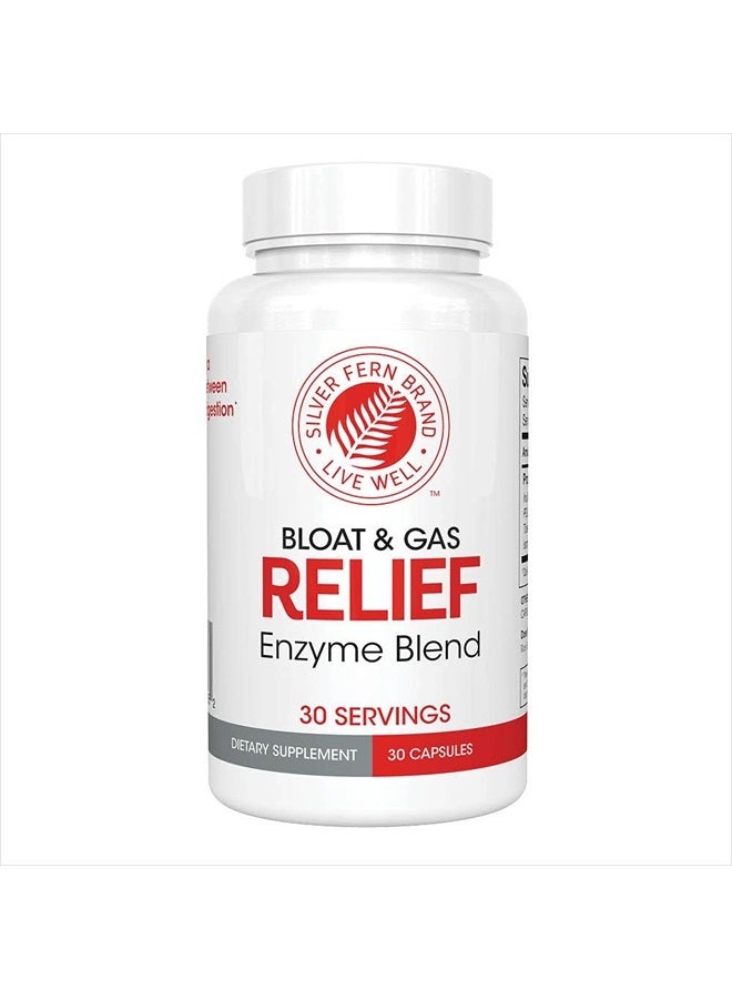 Silver Fern Bloat & Gas Relief Digestive Enzyme Blend - 1 Bottle = 30 Servings - FODMAP & Bloating Digestion Supplement with Tolerase L, Pectinase & More (1 Bottle) - Image 1