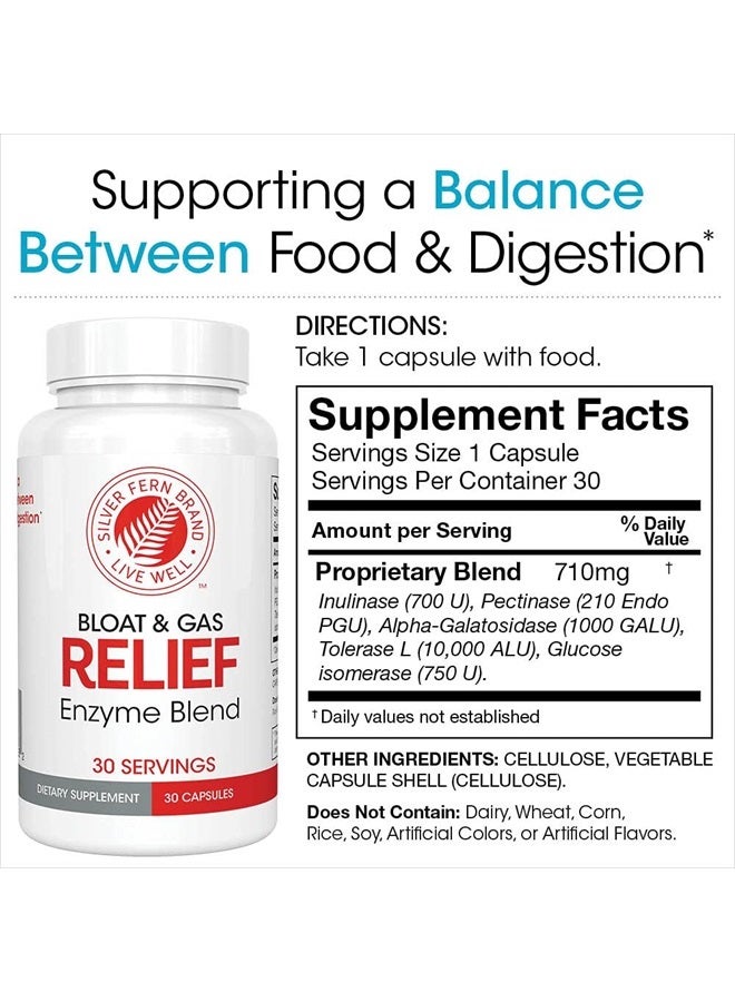 Silver Fern Bloat & Gas Relief Digestive Enzyme Blend - 1 Bottle = 30 Servings - FODMAP & Bloating Digestion Supplement with Tolerase L, Pectinase & More (1 Bottle) - Image 2