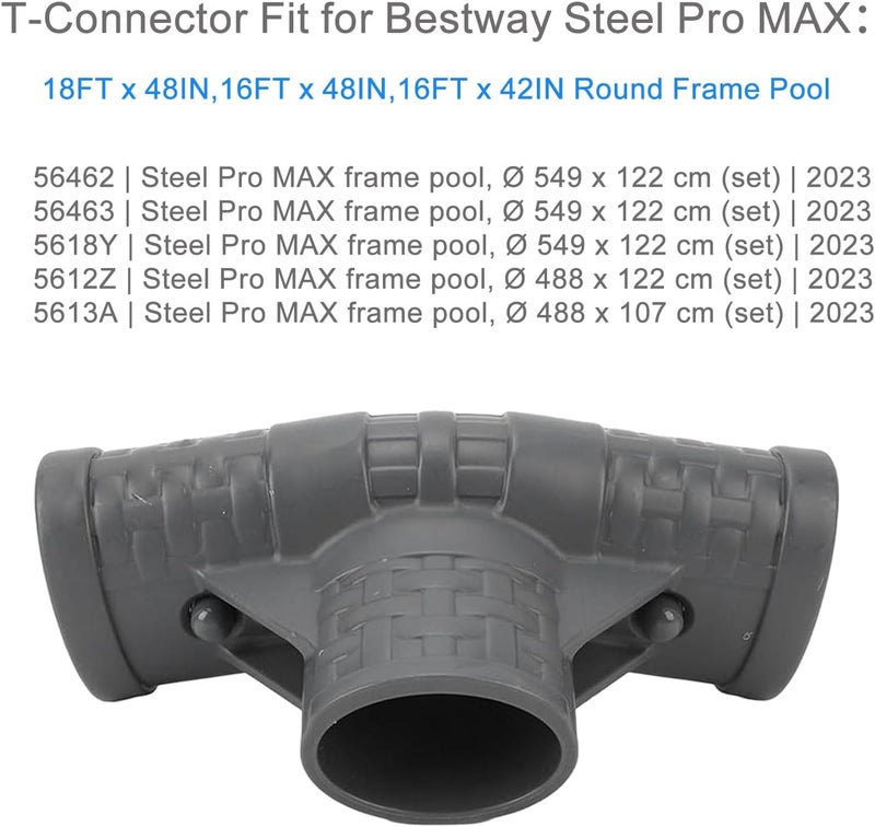 EAYBOMC Replacement T-Connector for Steel Pro MAX 18FT x 48IN, 16FT x 48IN,16FT x 42IN Round Frame Pool T-Connector Compatible with Bestway Steel Pro MAX,P07082 - Image 3