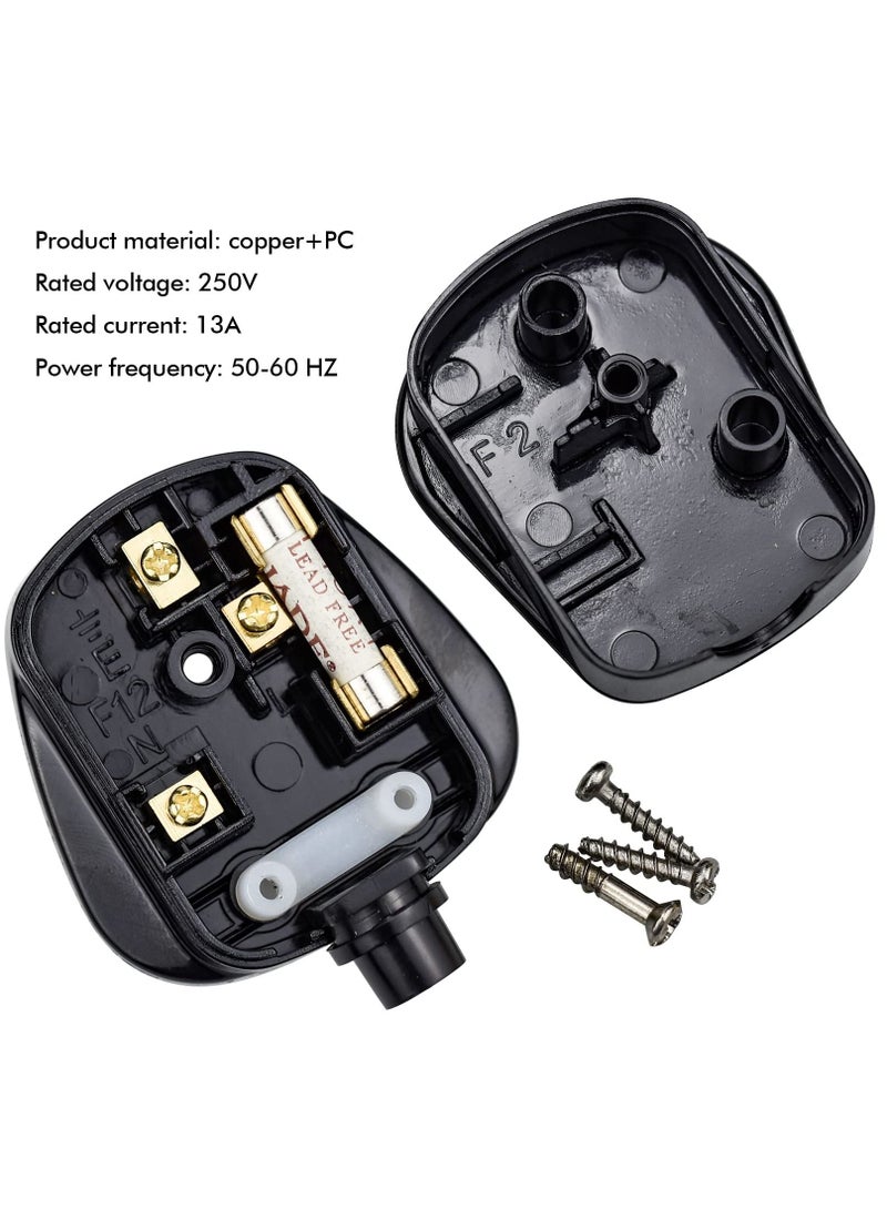 SYOSI 3 Pin UK Plug 13A Fused 250V Mains Plugs, UK Mains Plug for 13A 250V Black 3 Pin Plug 50-60 Hz (2Pcs) - Image 2