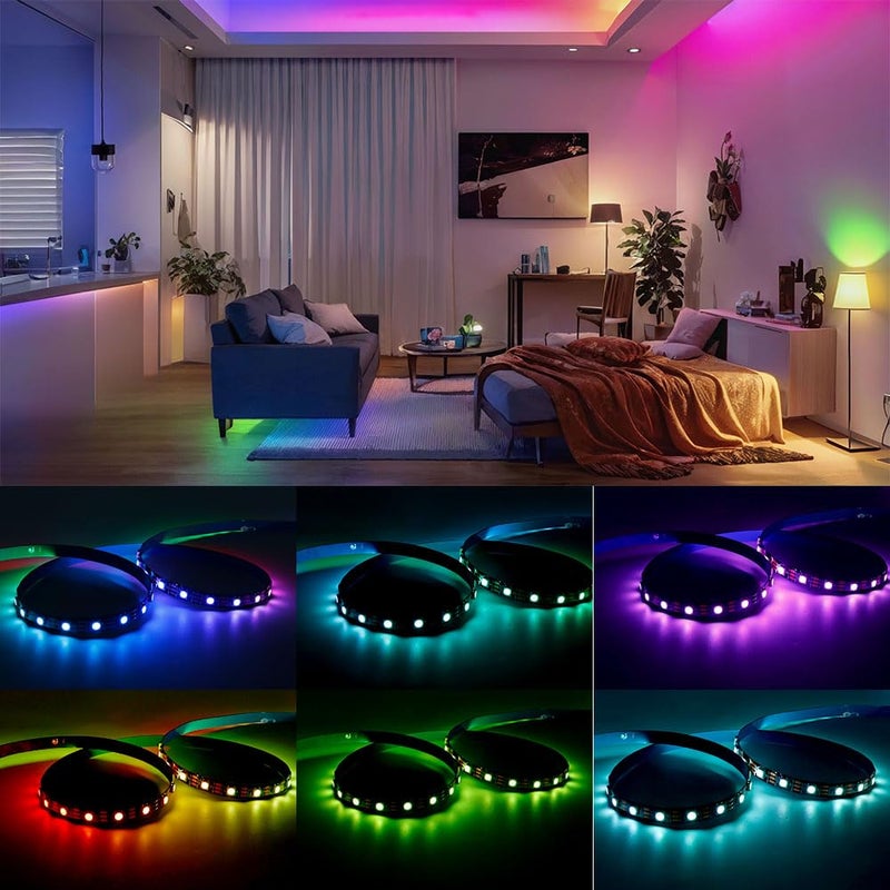 LOAMLIN WS2812B IC RGB 5050SMD ECO Individual Addressable LED Strip Light, 16.4FT 300LED 60LED/m Flexible Full Color IP30 DC5V Black PCB for DIY Project (No Power Adapter or Controller) - Image 5