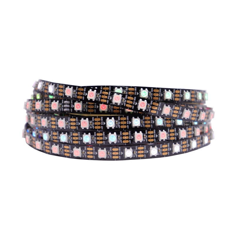 LOAMLIN WS2812B IC RGB 5050SMD ECO Individual Addressable LED Strip Light, 16.4FT 300LED 60LED/m Flexible Full Color IP30 DC5V Black PCB for DIY Project (No Power Adapter or Controller) - Image 1