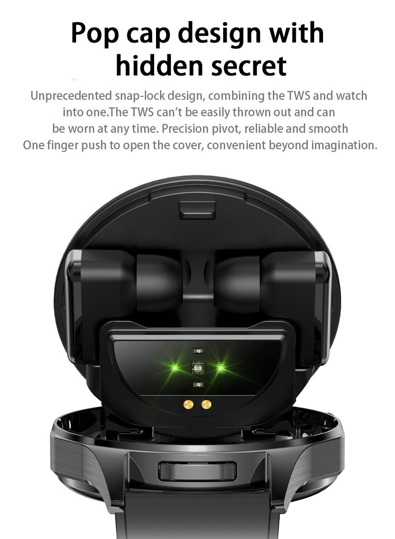 RollsTimi  Men's Smart Watch 1.43-Inch High-Definition Touch Screen, TWS Organizer , IP67 Waterproof And Dustproof, Health Monitoring Sports Watch,T98 Steel Band Black - Image 2