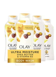 Olay Olay Ultra Moisture Shea Butter Body Wash with B3 Complex - 22 Fl Oz (Pack of 4)  - Image 1