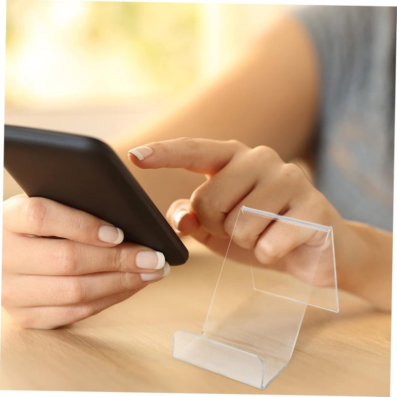 4pcs Transparent Acrylic Cell Phone Display Stands Desk Holders for Retail Show Racks Lightweight Smartphone Holders for Home Office Business Use - Image 3