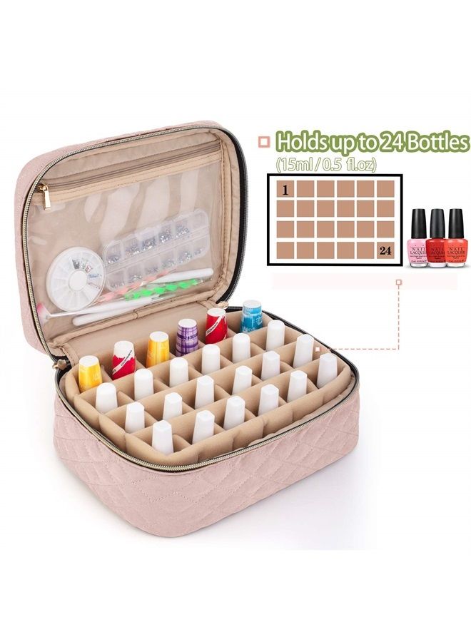 YARWO Nail Polish Carrying Bag Holds 24 Bottles (15ml/0.5 fl.oz), Travel Storage Organizer for Nail Polish and Manicure Accessories, Black - Image 2