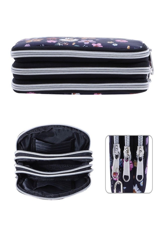 HAWEE Cellphone Wristlet Wallets for Women Large Capacity Clutch Purse 3 Zipper Compartments 6 Card Slots Anti-water Handbag, Colorful Flower, Medium - Image 5