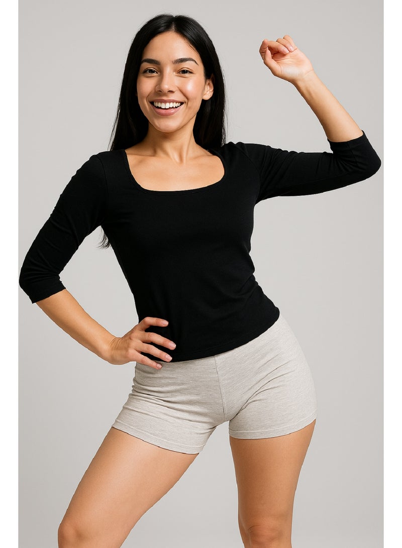 مانيكان قميص داخلي نسائي مانيكانرياضي برقبة دائرية وأكمام وقميص داخلي ضيق ومرن مضغوط - Image 4