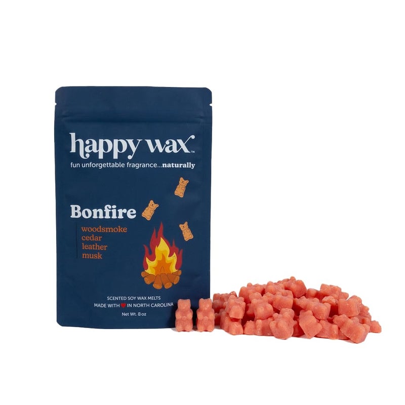 Happy Wax شموع شمع دب معطرة برائحة نار المخيم من هابي واكس 8 أونصات