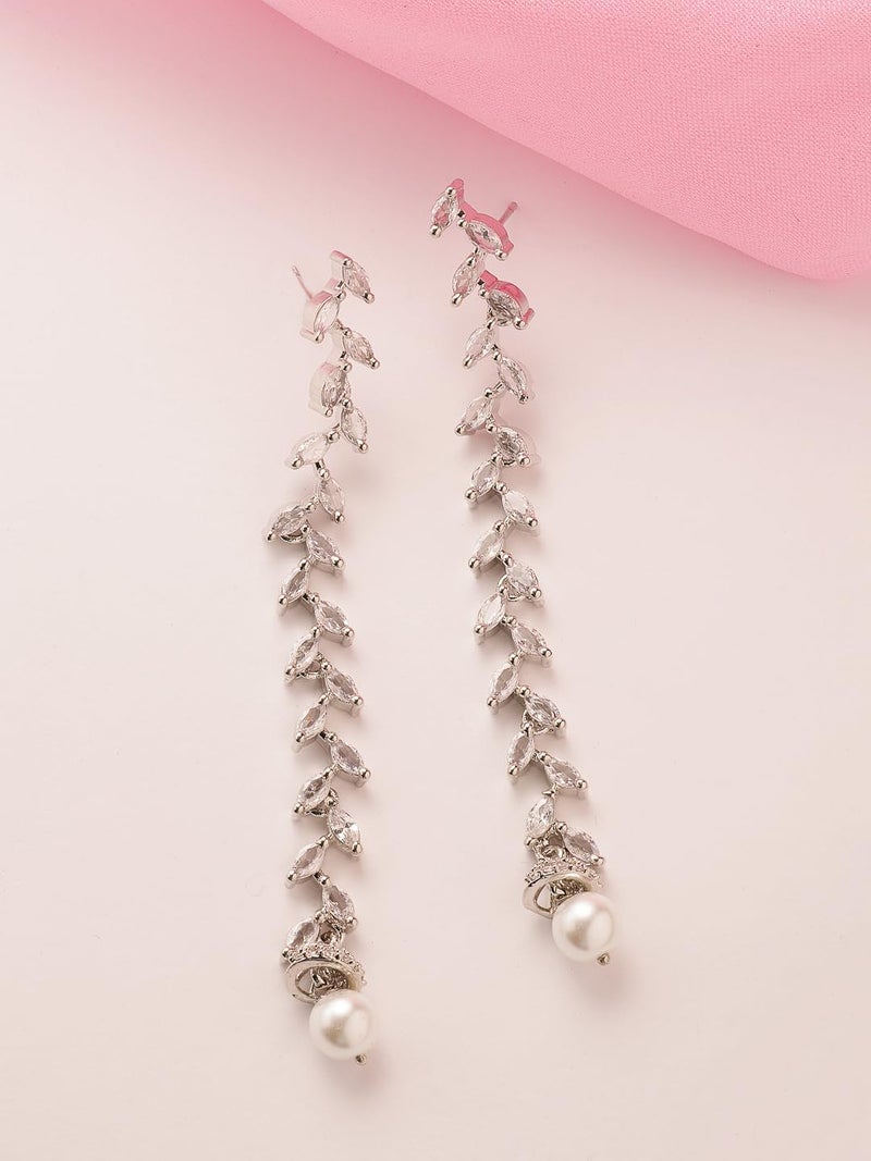 ADIVA Silver-Plated Pink American Diamond-Studded Western Hoop Earrings Set for women, Traditional Stylish Jhumka for Girls Party, Wedding, Festive - Image 5
