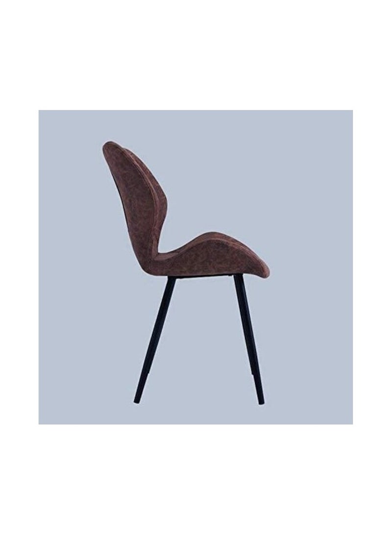 LANNY Vintage Modern Design Dining Chair T1008 Brown PU Faux Leather Seat & Black Metal Base Chair for Dining Room, Living Room, Restaurant and Bedroom Set of 2 - Image 2