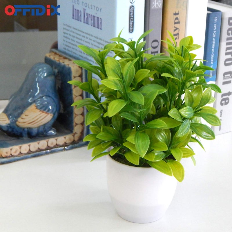 OFFIDIX Mini Plastic Artificial Eucalyptus Leaves Topiary Plant with Pots,Faux Plant Small Plants for Home,Office and Bathroom Decoration - Image 5