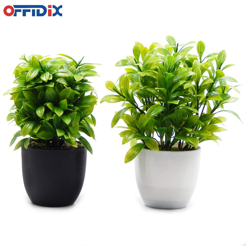OFFIDIX Mini Plastic Artificial Eucalyptus Leaves Topiary Plant with Pots,Faux Plant Small Plants for Home,Office and Bathroom Decoration - Image 4