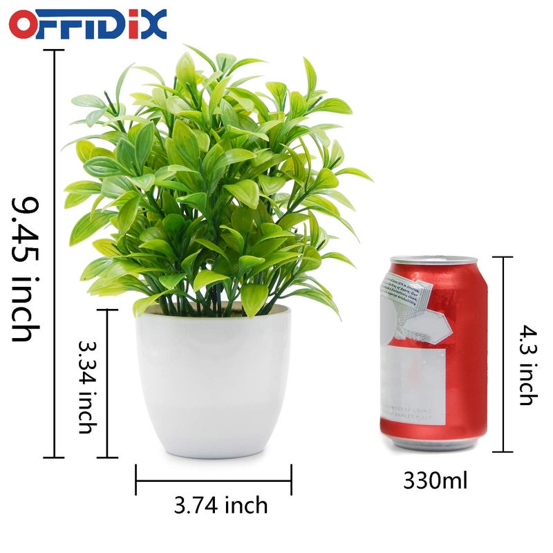 OFFIDIX Mini Plastic Artificial Eucalyptus Leaves Topiary Plant with Pots,Faux Plant Small Plants for Home,Office and Bathroom Decoration - Image 2