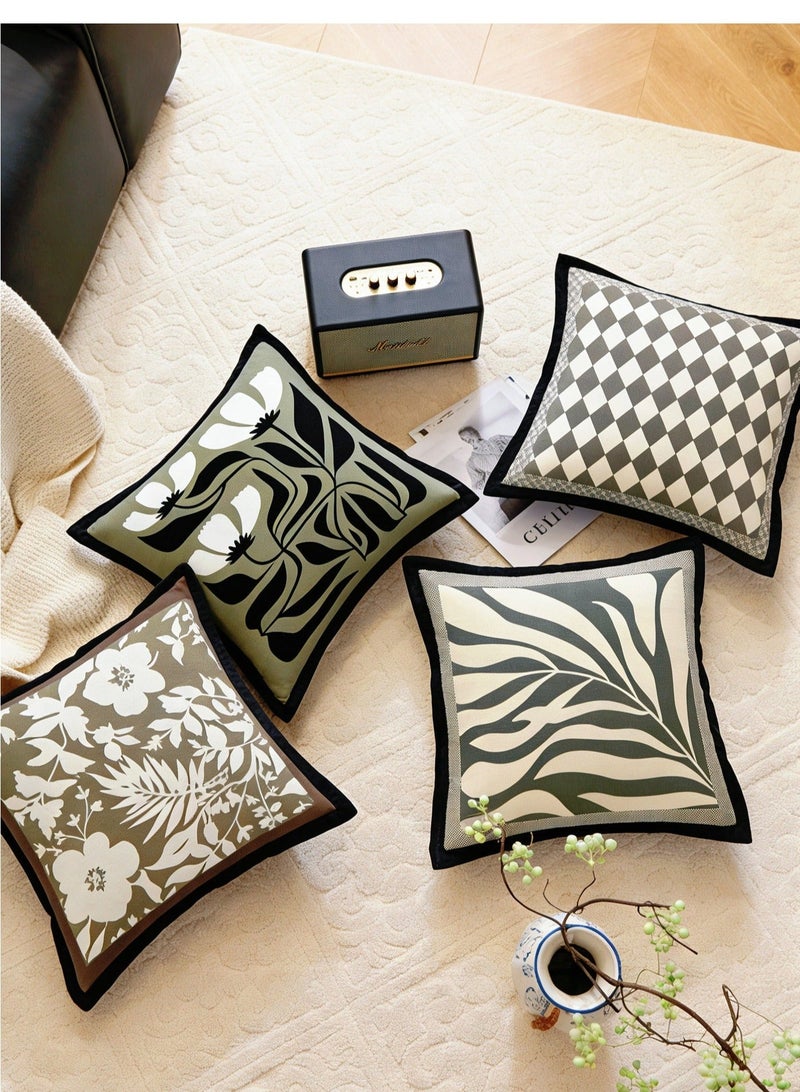 AuliceVerse Ramadan Home Essential –A Set of 4 Mediterranean-Style Deep Olive Green Square Cushion Covers | Double-Sided Printing, Durable, Fade-Resistant, Soft & Skin-Friendly for Sofa, Bed, Car & Living Room - Image 1