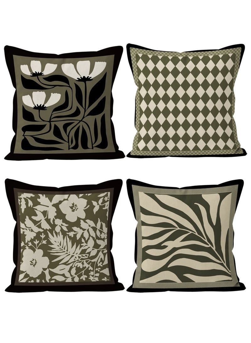 AuliceVerse Ramadan Home Essential –A Set of 4 Mediterranean-Style Deep Olive Green Square Cushion Covers | Double-Sided Printing, Durable, Fade-Resistant, Soft & Skin-Friendly for Sofa, Bed, Car & Living Room - Image 3