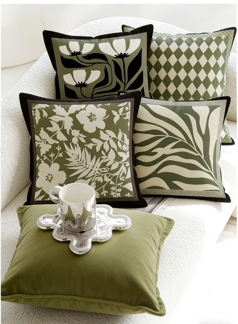 AuliceVerse Ramadan Home Essential –A Set of 4 Mediterranean-Style Deep Olive Green Square Cushion Covers | Double-Sided Printing, Durable, Fade-Resistant, Soft & Skin-Friendly for Sofa, Bed, Car & Living Room - Image 2