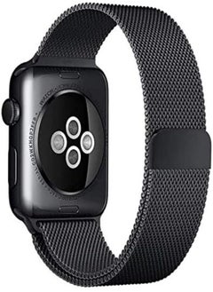 OR Other Compatible for Apple Watch Band 42mm/44mm, Stainless Steel Mesh Wristband Loop Magnet Band Compatible with Iwatch Series 5/4/3/2 /1(Black, 42mm/44mm) Black 