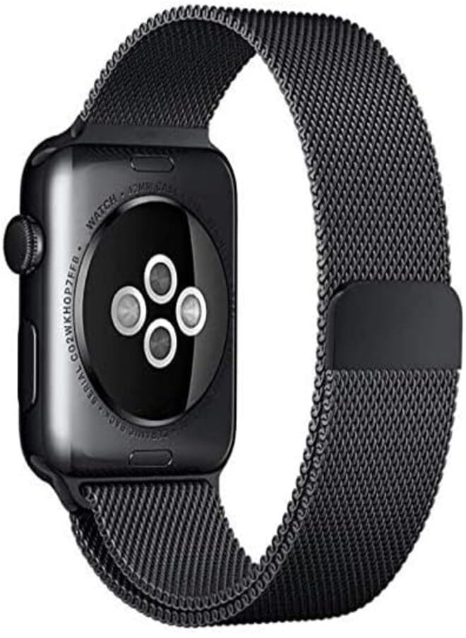 OR Other Compatible for Apple Watch Band 42mm/44mm, Stainless Steel Mesh Wristband Loop Magnet Band Compatible with Iwatch Series 5/4/3/2 /1(Black, 42mm/44mm) Black 