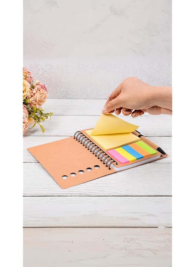 erorex 4 Pack Spiral Notebook Steno Pads With Pen Holder And Accessories Lined Notepad Sticky Notes Page Marker Tabs Small Pocket Notebooks With Kraft Paper Cover  - Image 2