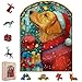MEATRN Christmas Jigsaw Puzzles for Adults Dog with Santa Hat 202 Pcs Unique Shaped Holiday Wood Puzzle with Wooden Storage Box Festive Family Game Night for Art Lovers 89x12 Inch - Image 2