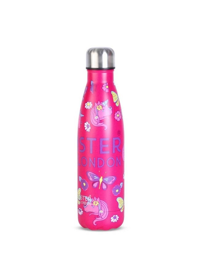 Hamster London Holo Neon Pink Unicorn Theme Stainless Steel Insulated Water Bottle | Thermos Flask Bottle 500ml | Hot and Cold | Food Grade & BPA Free Insulated Water Bottles - Image 1