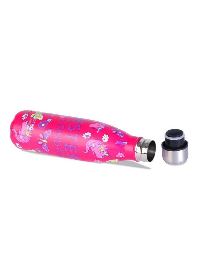Hamster London Holo Neon Pink Unicorn Theme Stainless Steel Insulated Water Bottle | Thermos Flask Bottle 500ml | Hot and Cold | Food Grade & BPA Free Insulated Water Bottles - Image 3