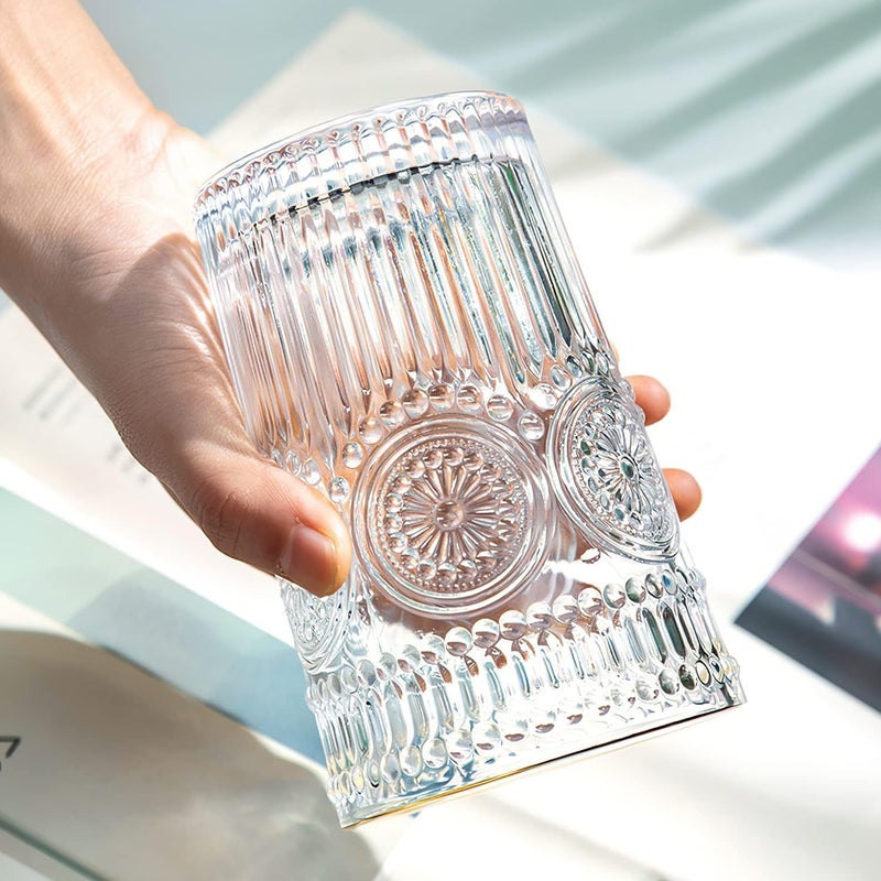 WRINGO 280ml Italian Premium Juice Glasses and Transparent Water Glass Medium Size Tumbler Glasses for Drinking Water and Cocktails Diamond Design Glass Water Glass Set of 6 Flower Set of 6 - Image 4