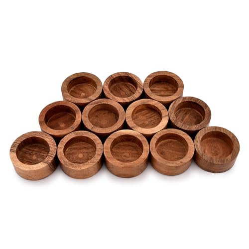NIRMAN Acacia Wood Tealight Candle Holder for Wedding, Party, Birthday, Holiday, Home Decoration (2.25" x 2.25" x 1"), (Set of 12) - Image 1